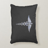 クロムカドゥセウス医療シンボルブラックカーボンファイバー アクセントクッション (正面(垂直))