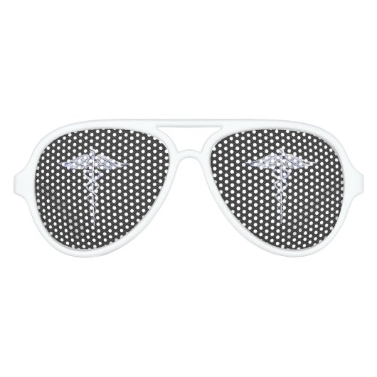 クロムカドゥセウス医療シンボルブラックカーボンファイバー アビエーターサングラス (正面)