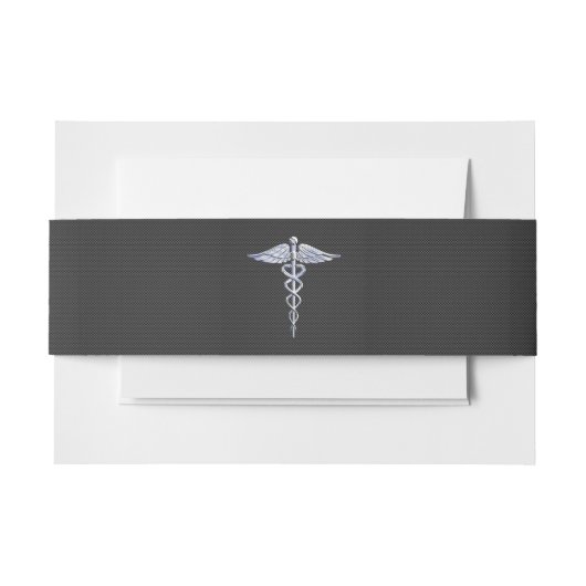 クロムカドゥセウス医療シンボルブラックカーボンファイバー 招待状ベリーバンド (正面例)