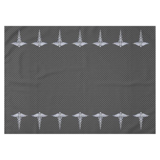 クロムカドゥセウス医療シンボル炭素繊維プリント テーブルクロス (正面(横))