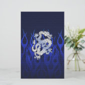 クロムカーボン繊維のスタイルの青いドラゴン 便箋 (スタンド正面)