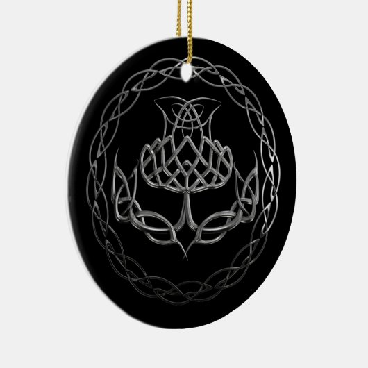 クロムケルト結び目模様のアザミ セラミックオーナメント (右)