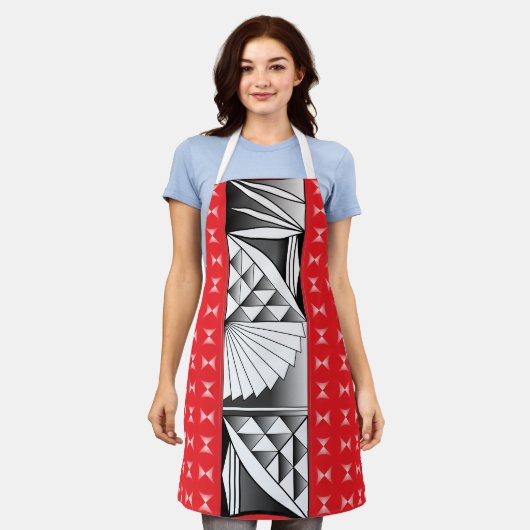 クロムサンライズ（赤） エプロン (着用した状態)