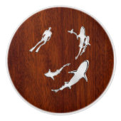 クロムシャーク航海のオンマホガニーグレインプリント セラミックノブ (正面)