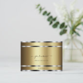 クロムシルバー金ゴールドによる高貴な濃いストライプ効果 名刺 (スタンド正面)