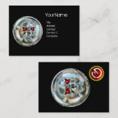 クロムスカルブラック及び赤ルビーモノグラム 名刺 (正面/裏面)