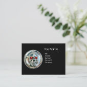 クロムスカルブラック及び赤ルビーモノグラム 名刺 (スタンド正面)