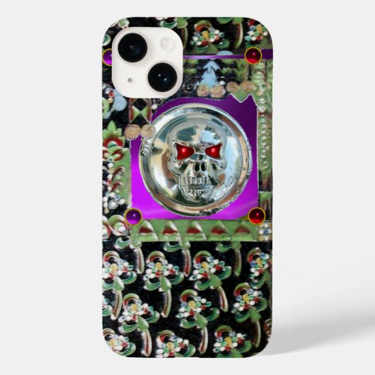 クロムスカル黒緑赤紫色ジェムストーン Case-Mate iPhoneケース (裏面)