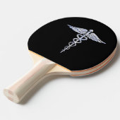 クロムスタイリッシュのようなカドゥセウス医療シンボル 卓球ラケット (正面アングル)