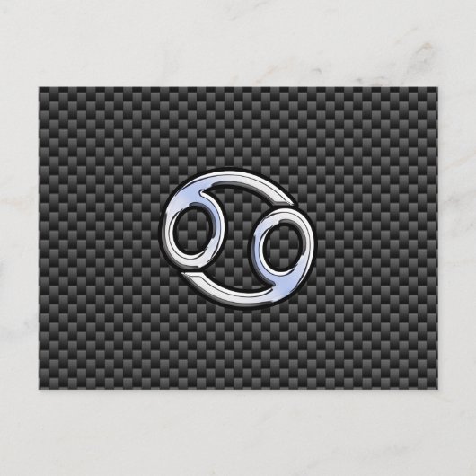 クロムスタイルがん〔占星術の〕十二宮図標識炭素繊維プリント ポストカード (正面)