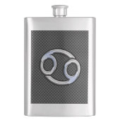 クロムスタイルの蟹座の(占星術の)十二宮図の印カーボン繊維のプリント フラスク (正面)