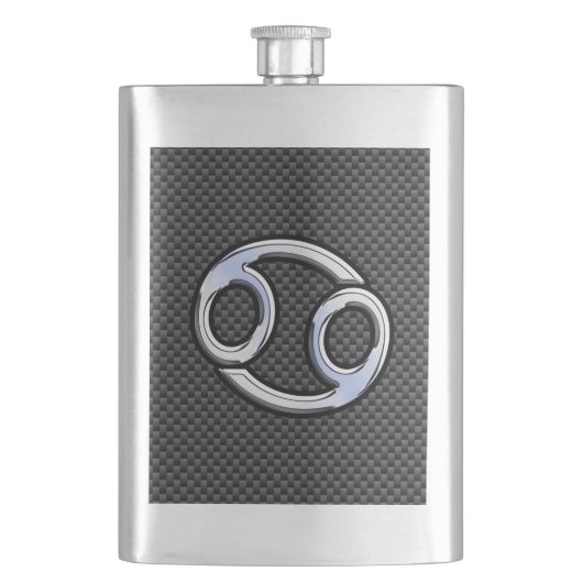 クロムスタイルの蟹座の(占星術の)十二宮図の印カーボン繊維のプリント フラスク (正面)