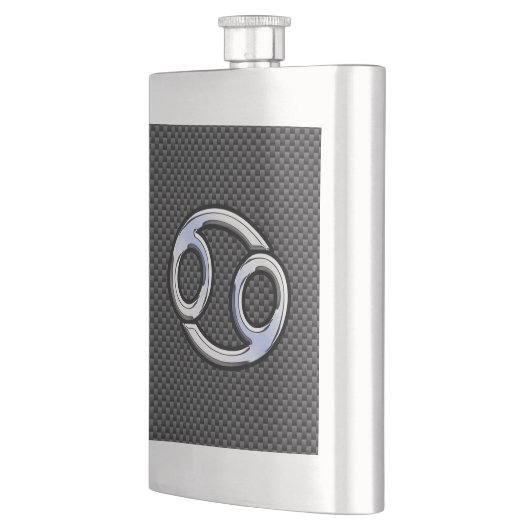 クロムスタイルの蟹座の(占星術の)十二宮図の印カーボン繊維のプリント フラスク (左)