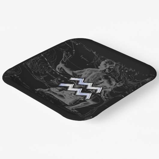 クロムスタイルアクエリアス〔占星術の〕十二宮図シンボルon Hevelius ペーパープレート (傾斜あり)