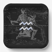 クロムスタイルアクエリアス〔占星術の〕十二宮図シンボルon Hevelius ペーパープレート (正面)