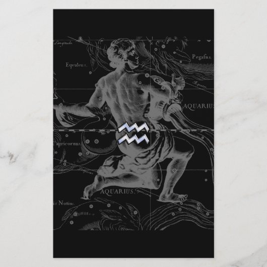 クロムスタイルアクエリアス〔占星術の〕十二宮図シンボルon Hevelius 便箋 (正面)