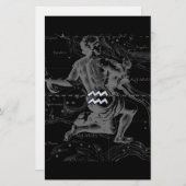 クロムスタイルアクエリアス〔占星術の〕十二宮図シンボルon Hevelius 便箋 (正面/裏面)