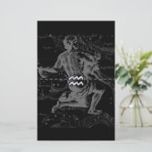 クロムスタイルアクエリアス〔占星術の〕十二宮図シンボルon Hevelius 便箋 (スタンド正面)