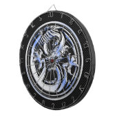 クロムスタイルドラゴンバッジの炭素繊維プリント ダーツボード (正面右)