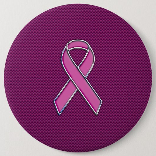 クロムスタイルピンクリボン認識度炭素繊維 缶バッジ (正面)
