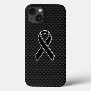 クロムスタイルブラックリボン認識度炭素繊維 iPhone 13ケース