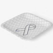 クロムスタイルホワイトリボン認識度 千鳥格子の ペーパープレート (傾斜あり)