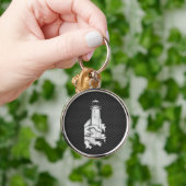 クロムスタイルライトハウスオンカーボンファイバーデコール キーホルダー (手)