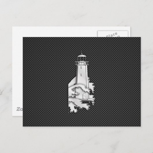 クロムスタイルライトハウスオンカーボンファイバー ポストカード (正面/裏面)