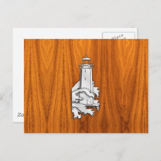 クロムスタイルライトハウスオンチークウッドデコール ポストカード (正面/裏面)