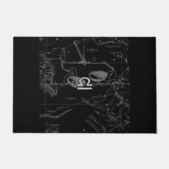 クロムスタイルリブラ〔占星術の〕十二宮図サインオンヘベリウス ドアマット (正面)