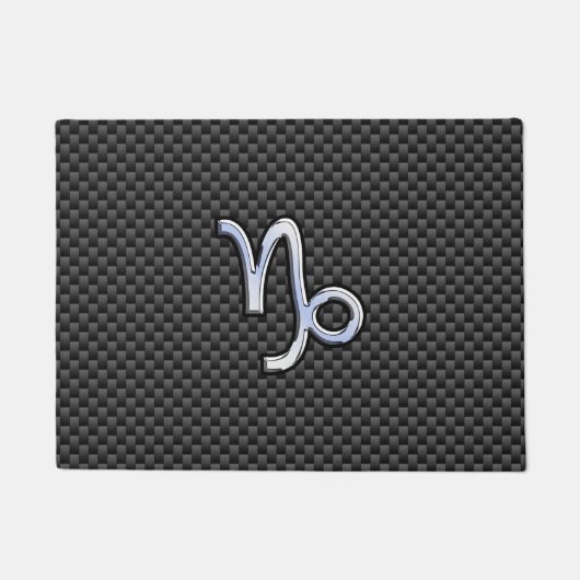 クロムスタイル山羊座の炭素繊維上の記号 ドアマット (正面)