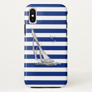 クロムスタイル航航海の法ストライプ iPhone XSケース