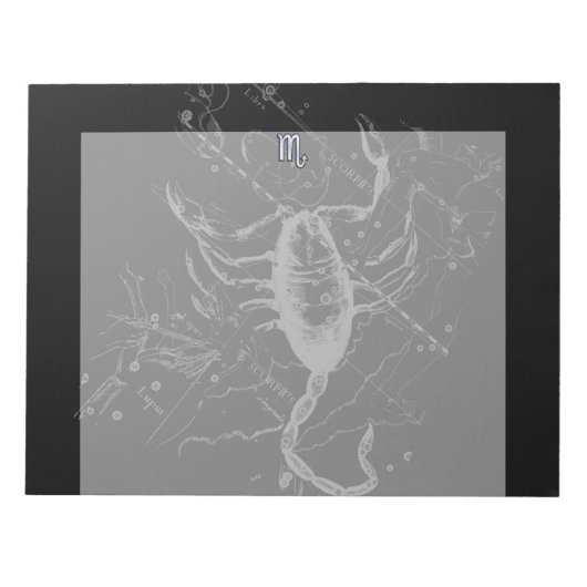 クロムスタイル蠍座〔占星術の〕十二宮図シンボルon Hevelius ノートパッド (正面)