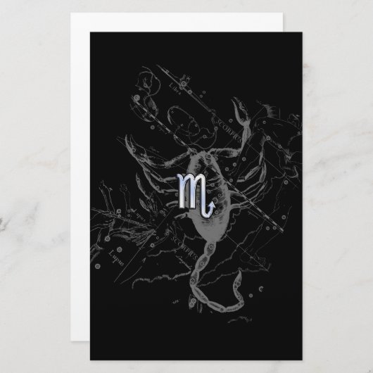 クロムスタイル蠍座〔占星術の〕十二宮図シンボルon Hevelius 便箋 (正面/裏面)