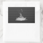 クロムスタイル魚釣りボート 長方形シール (バッグ)