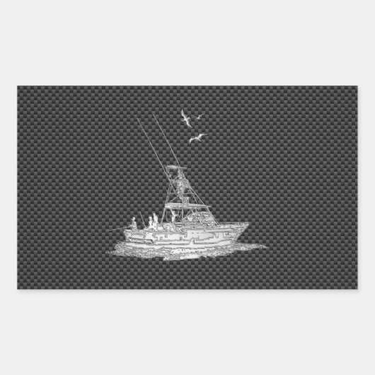クロムスタイル魚釣りボート 長方形シール (正面)