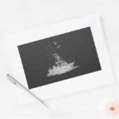 クロムスタイル魚釣りボート 長方形シール (封筒)