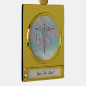 クロムスタイルRNのケリュケイオンの医学の母真珠の一見 ゴールドプレートバナーオーナメント (右)