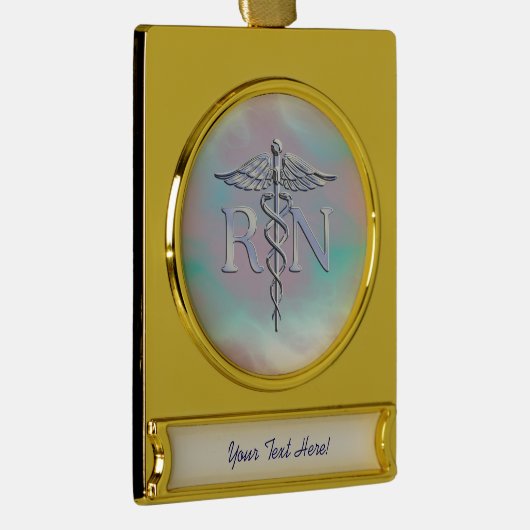 クロムスタイルRNのケリュケイオンの医学の母真珠の一見 ゴールドプレートバナーオーナメント (右)