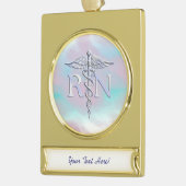 クロムスタイルRNのケリュケイオンの医学の母真珠の一見 ゴールドプレートバナーオーナメント (左)