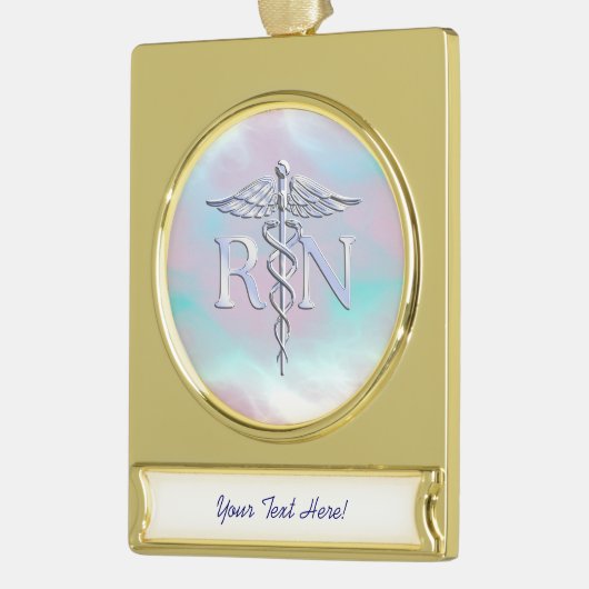 クロムスタイルRNのケリュケイオンの医学の母真珠の一見 ゴールドプレートバナーオーナメント (左)