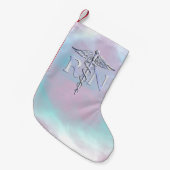 クロムスタイルRNのケリュケイオンの医学の母真珠の一見 スモールクリスマスストッキング (正面 (吊り時))