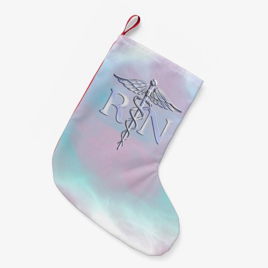 クロムスタイルRNのケリュケイオンの医学の母真珠の一見 スモールクリスマスストッキング (正面 (吊り時))