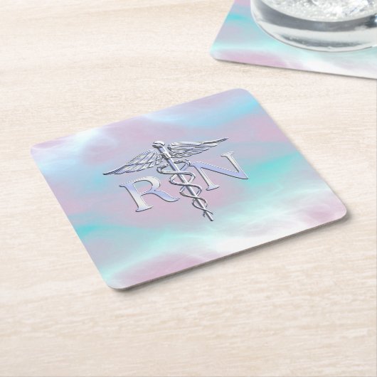 クロムスタイルRNカドゥセウスメディカルマザーパールルック スクエアペーパーコースター (アングル)