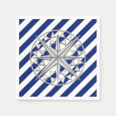 クロムスター航海のオンネイビーストライププリント スタンダードカクテルナプキン (正面)
