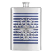クロムスター航海のオンネイビーストライププリント フラスク (正面)