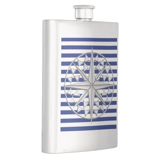 クロムスター航海のオンネイビーストライププリント フラスク (右)