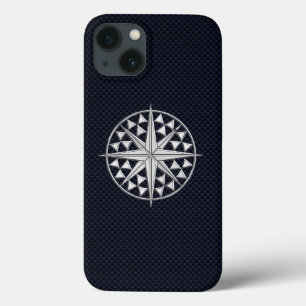 クロムスター航海のコンパスオンカーボンファイバープリント iPhone 13ケース