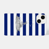 クロムスポーツ魚釣りプリントオンネイビーストライプズ Case-Mate iPhoneケース (裏面 (横))