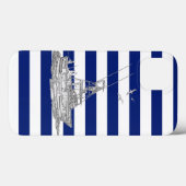 クロムスポ航海のートフィジンオンネイビーストライププリント Case-Mate iPhoneケース (裏面 (横))